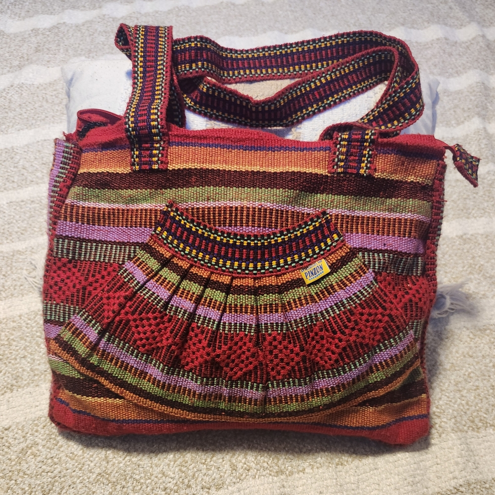 & Other Stories Red and Pink Tote Bag with Ethnic Pattern